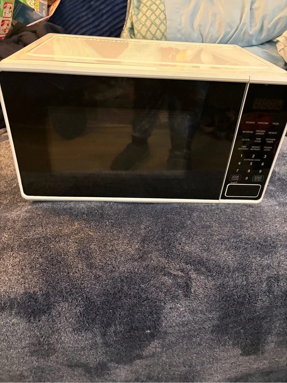 Compact Countertop Microwave Oven in White and Black